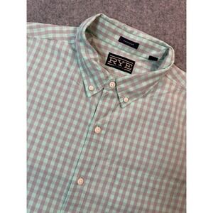 Hawker Rye Mens XL Regular Fit Button Down Shirt Mint Green Grey Gingham Plaid